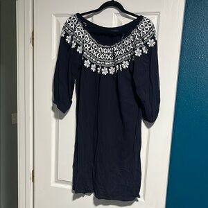 Tommy Hilfiger Navy Blue Embroidered Dress